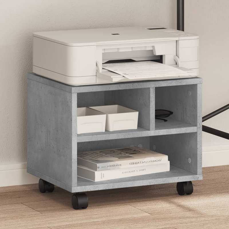 Printer Stand, 34.5cm H x 41cm W x 32cm D, Concrete Grey