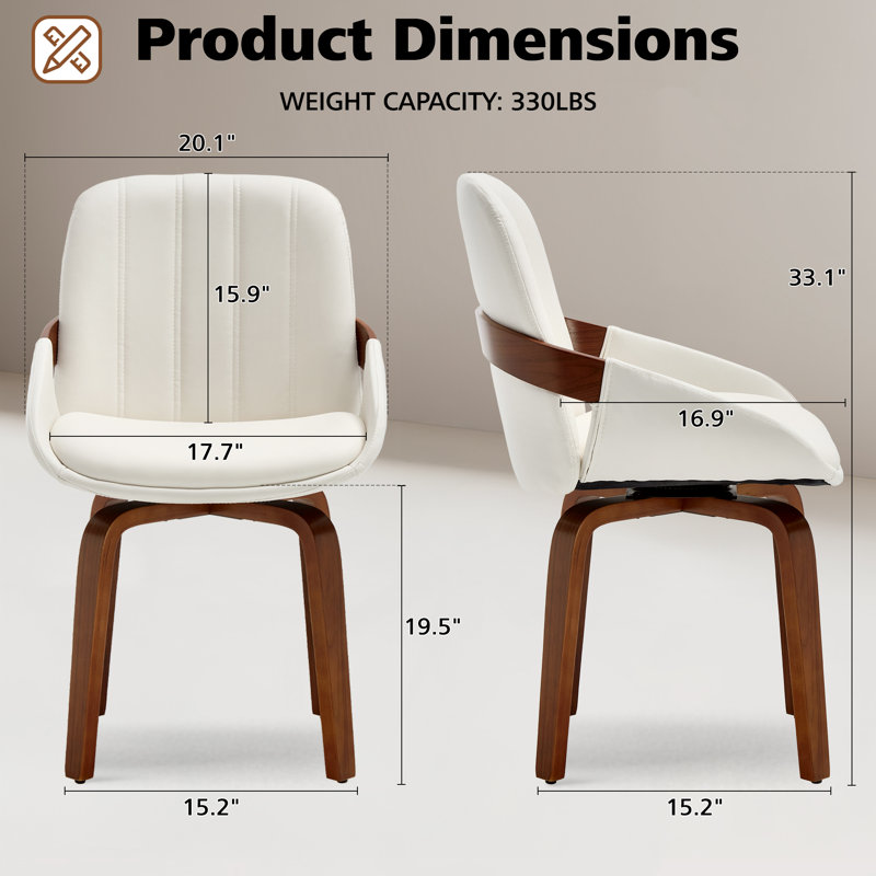 Faux Leather Upholstered Swivel Dining Chairs (Set of 6), 6, White