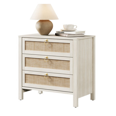 Pomodoro Boho-Inspired Rattan Nightstand With 3-Drawer