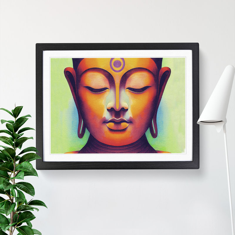 Watercolour Buddha Vol.1 - Print, Black Framed, 46cm H x 64cm W x 2cm D