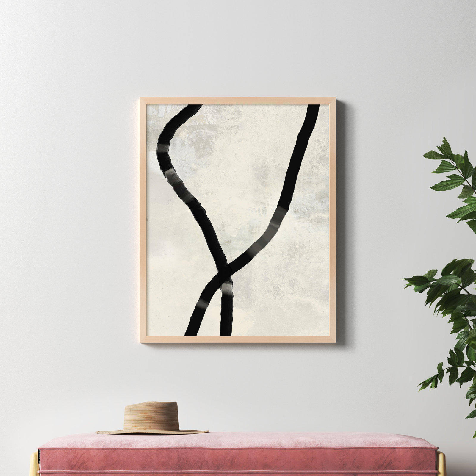 Ropes Series I "Black Rope 5" Print, Brown, 38" H x 30" W x 1.25" D