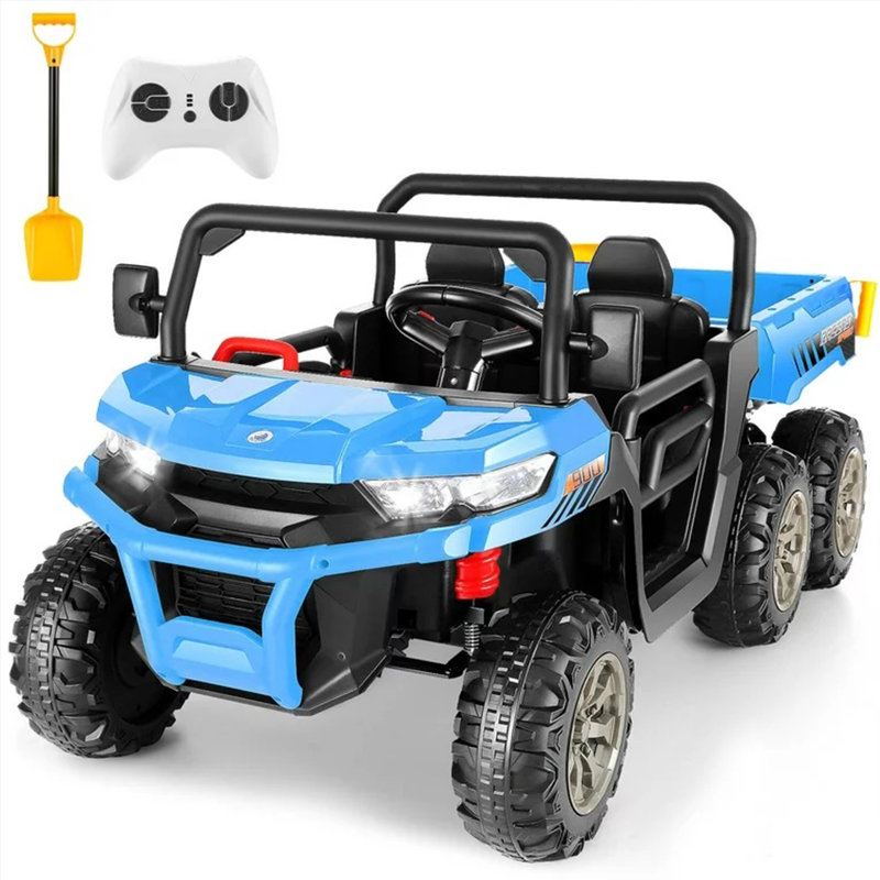 Alex 24V 4WD 2 places 6 roues sur camion à benne basculante avec télécommande, benne électrique et pelle, Bluetooth, bleu