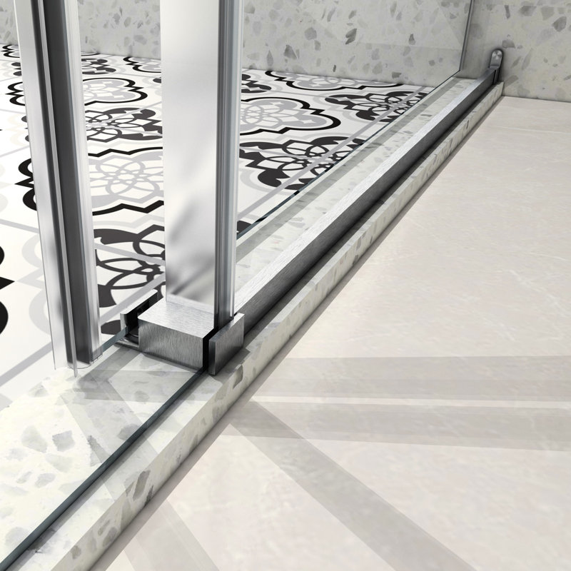 6076 Brushed Nickel Shower Door - Fixed And Movable, 70Mm 304 Stainless Steel Pulleys, Adjustable , Nano Cleaning, -Proof Film, 5/16'' Tempered Glass, Bathroom, American Minimalist One & Movable