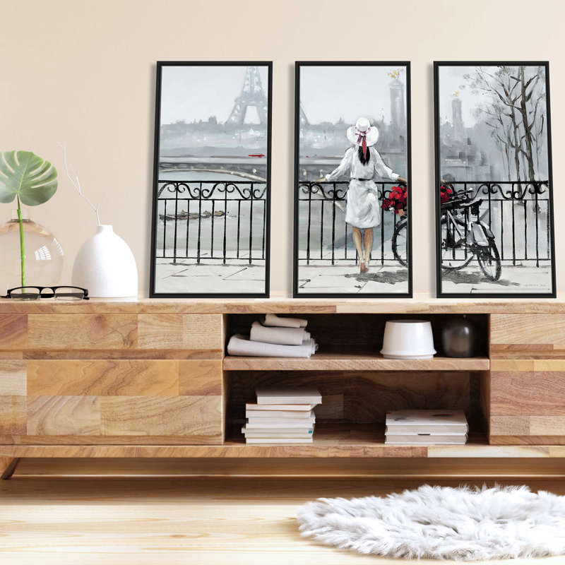 706-7750 " Lady In Paris " by E. Anthony Orme 3 - Pieces, 41.5" H x 64.5" W x 2" D