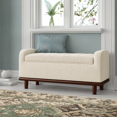 Banc de rangement rembourré avec pieds en bois massif L 46,2 po Luker