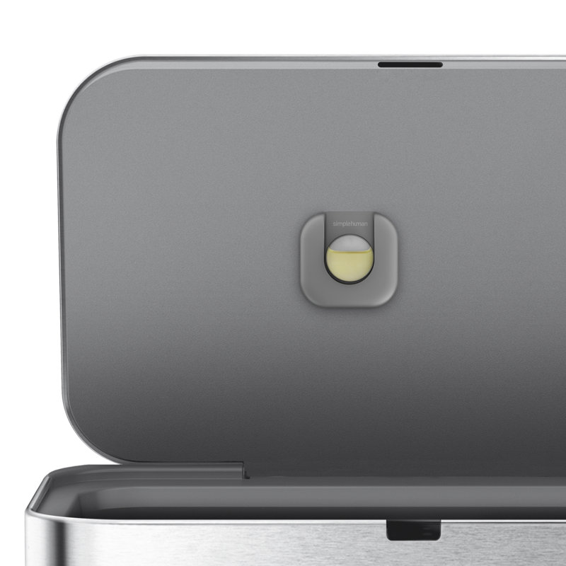 simplehuman 58L rectangular sensor can with voice and motion control, brushed stainless steel