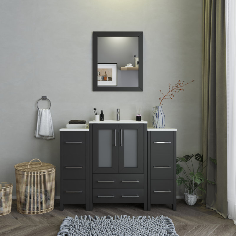  48" Single Bathroom Vanity Set with Mirror, Espresso
