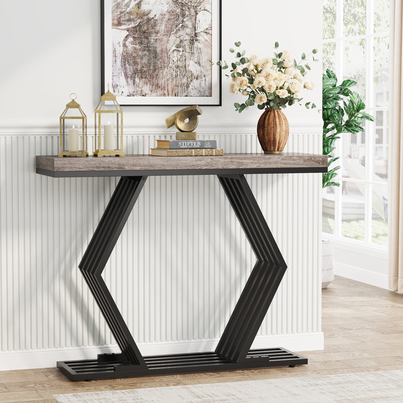 Bynes Console Table, Grey, Black