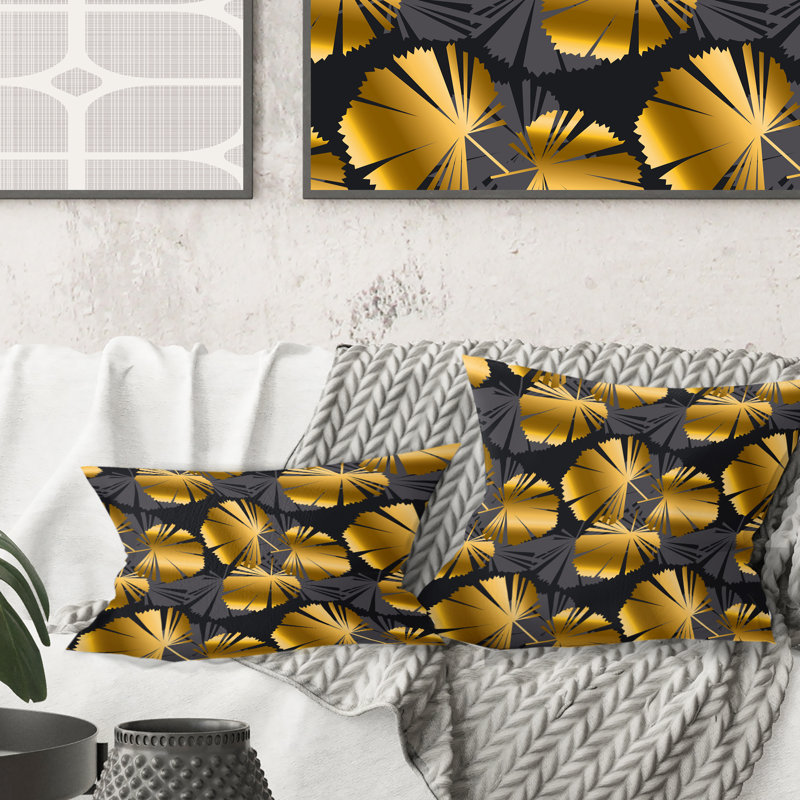 Coussin Golden Palm Leaves III - Mid-Century