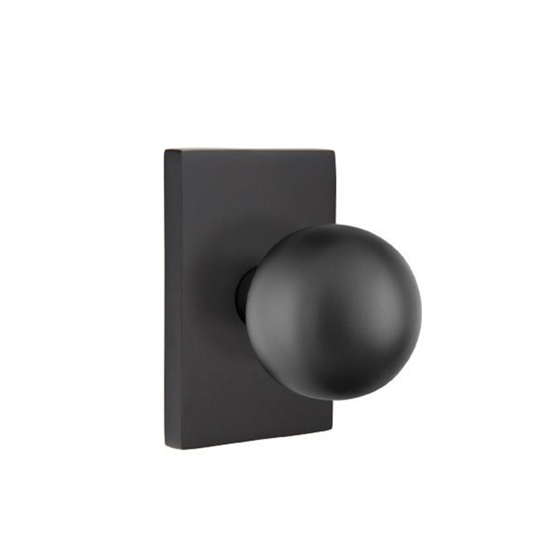 Passage Orb Knob with Rectangular Rosette, Flat Black