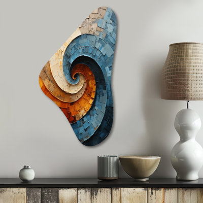 Collaged Spiral - Abstract Spirals Boomerang Shape Asymmetric Metal Wall Art