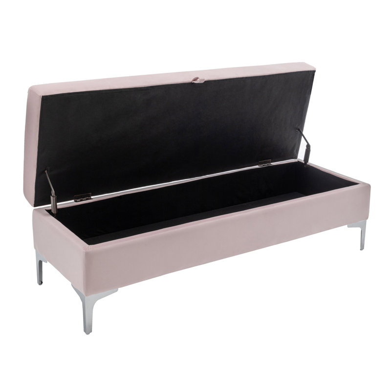 Marius Velvet Storage Bench, Pink