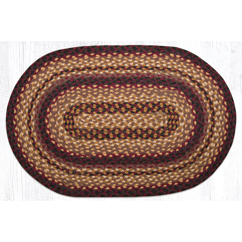  Black Cherry, Chocolate & Cream Jute Rug Oval, Oval 1'8" x 2'6"