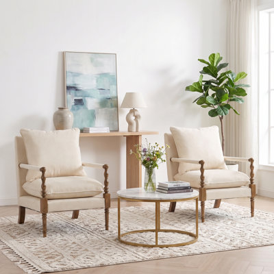 Fauteuil d'appoint en broche avec structure en bois, fauteuil à canettes pour salon, chambre à coucher, maison de campagne, maison, bureau, ensemble 2 pièces
