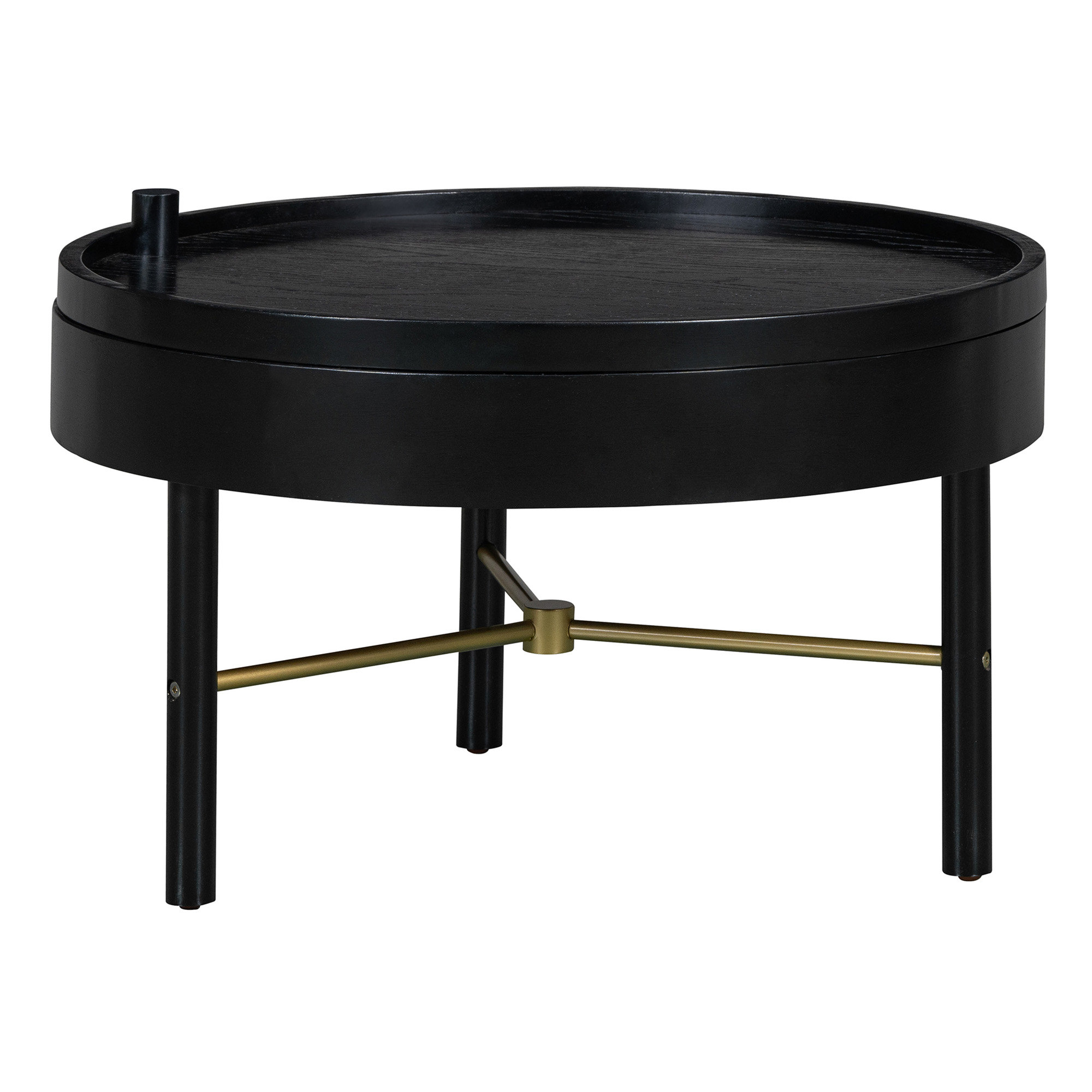 Latitude Run® Round Rubber Wood Coffee Table With Storage For Living