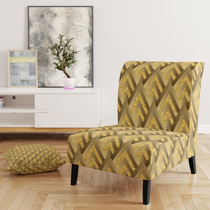 Fauteuil de chambre rembourré Mid-Century, Or