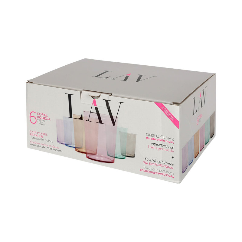 LAV Bodega Coloured Highball Glasses - 520ml, Pack of 6