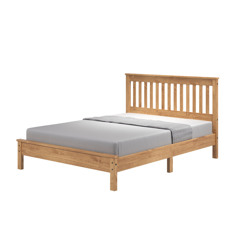 Lit rustique en bois massif avec poteaux robustes et robustes Monaco - Style rustique, Lit double