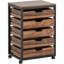 Commode 5 tiroirs, armoire de rangement en bois avec roulettes, chariot de rangement de tiroir de rangement industriel pour entrée de chambre à coucher de bureau (brun rustique, 1 pièce)