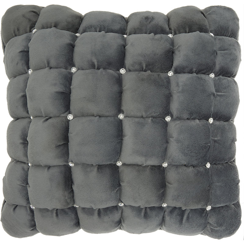 Buttons Throw Pillow, Dark Gray