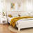 22.83" H Modern White Nightstand, Bedside Table with Drawer & Open Shelf, Gold Accent Handle for Bedroom