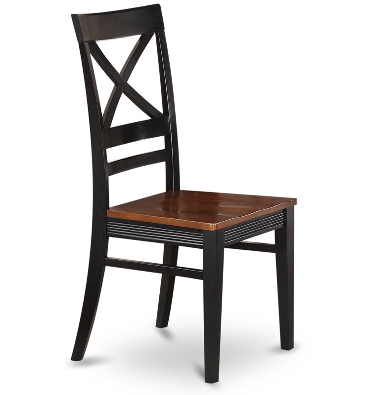 Quincy Kitchen Dining Chairs - Cross Back Wooden Seat Chairs, Set of 2, Black & Cherry, Black / Cherry