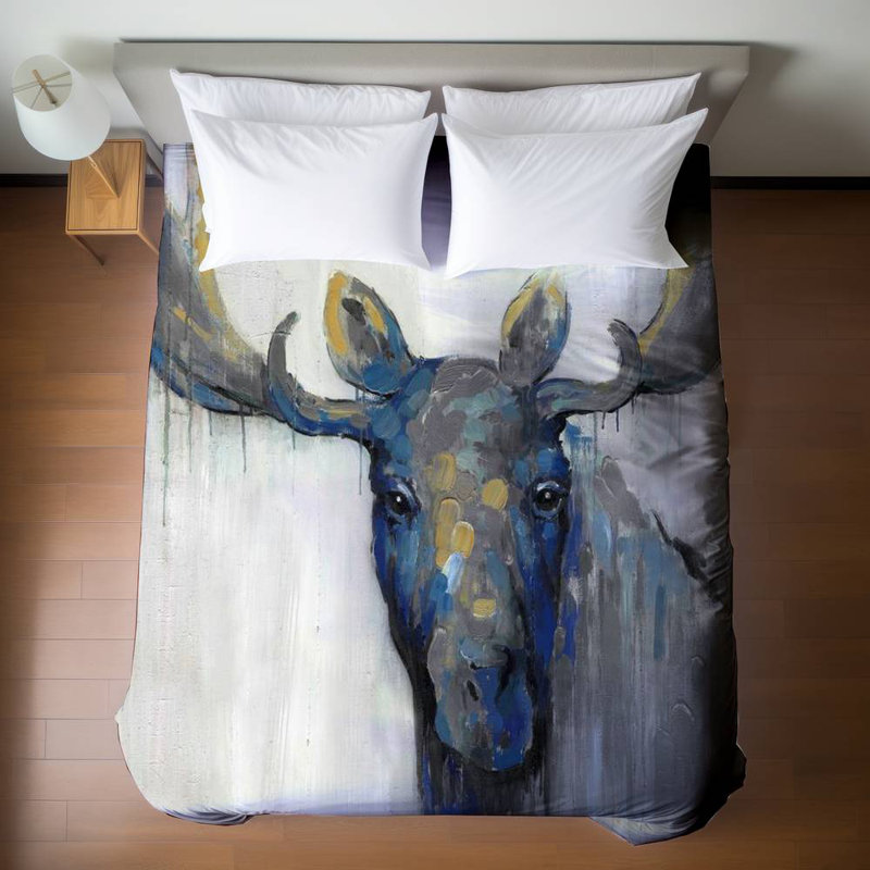 Rustic Blue Deer Queen Duvet Cover | Blue Moose Home Decor