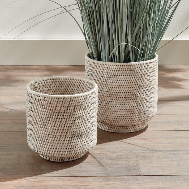 Rattan Cachepot, White