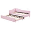 Lit de jour simple tapissier en L rembourré avec couchette escamotable, rose-832109703