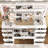 47"W Glass Top Vanity Set With LED Mirror & Power Outlets, 9 Drawers With Diamond Handles-119390275