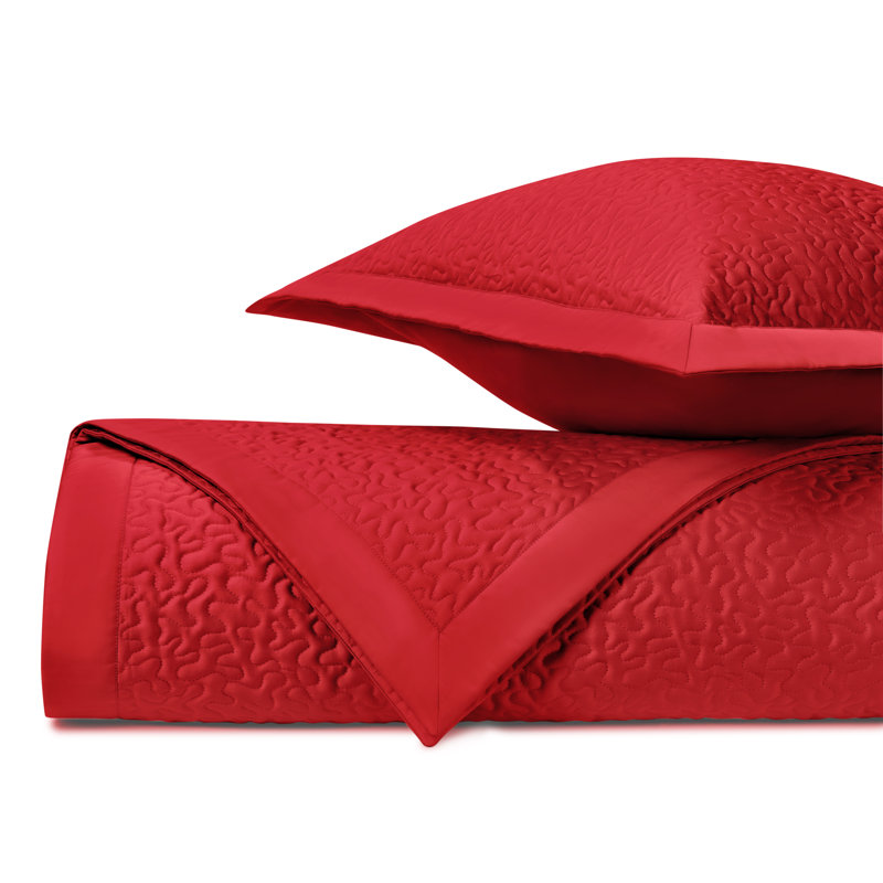 Egyptian Certified Cotton Coverlet Set, King Coverlet + 2 King Shams, Bri Red