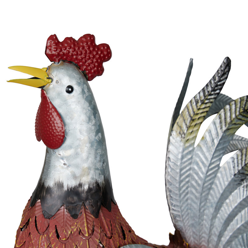 Statue de coq d'extérieur en fer 20 po, décor animal