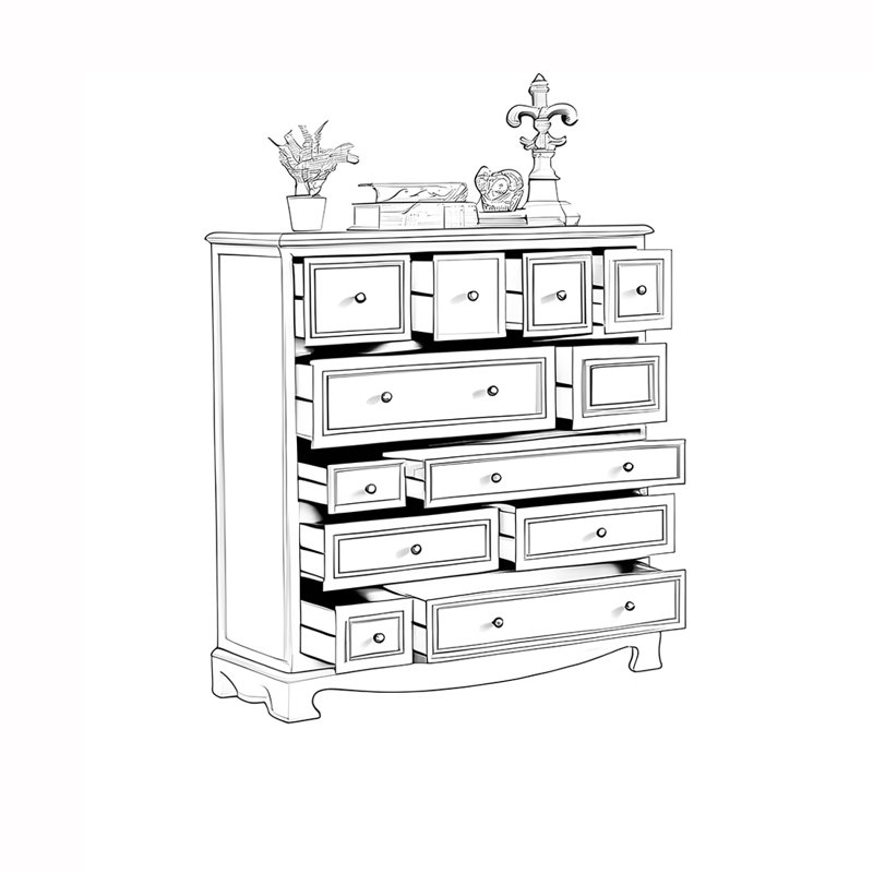 Living room bedroom twelve drawer accent chest, Brown/Gray