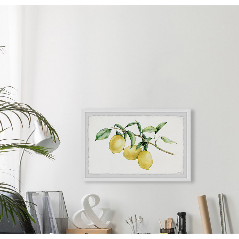Three Lemons - Single Picture Frame Painting, 20cm H x 30cm W x 3.81cm D