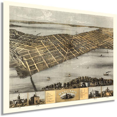 " Vintage 1867 Madison Wisconsin Map "