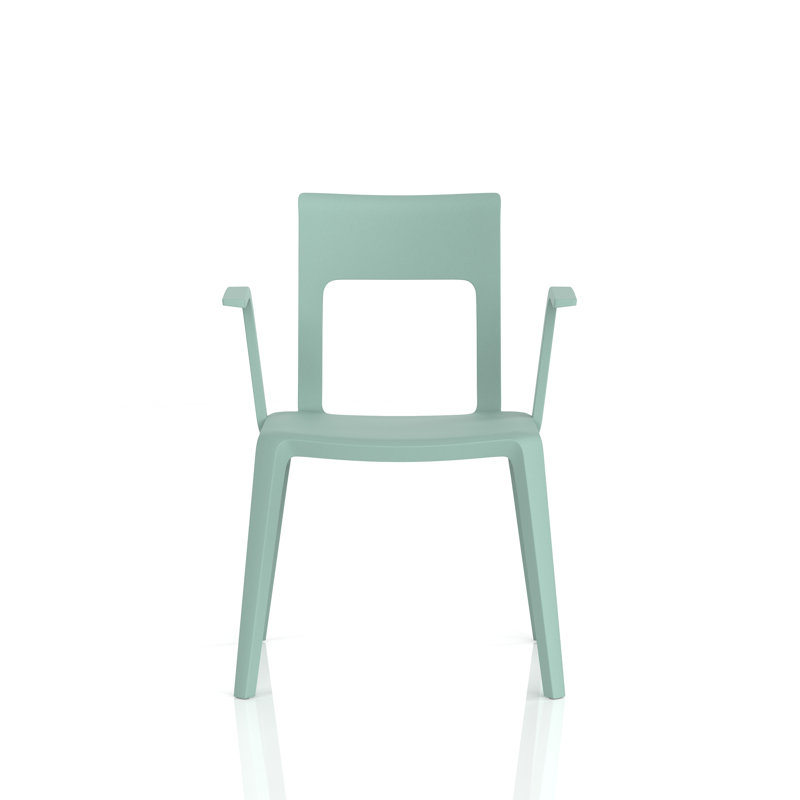 Nest Edge Stacking Cafe & Bistro Chair White with Arms, Green
