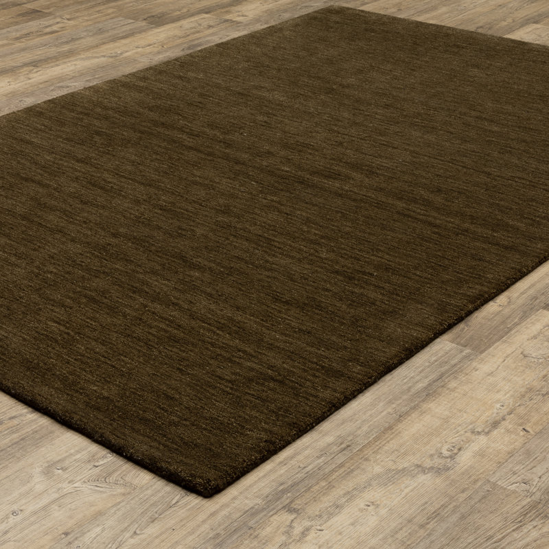 Tapis brun en laine touffeté à la main Rectangle Makhari, Rectangle de 5 pi x 8 pi