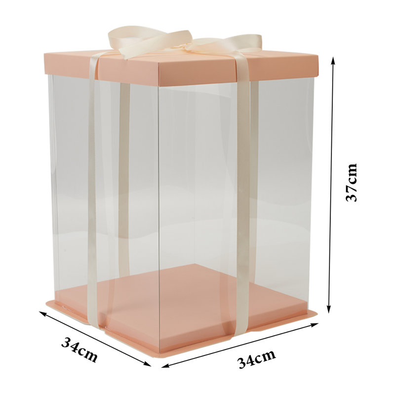 Square Gift Cake Box, 37cm H x 34cm W x 34cm D, Pink