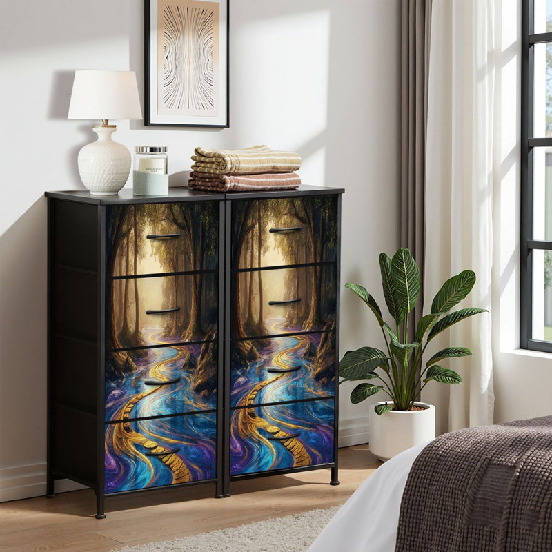 Commode pour commode de chambre à coucher pour placard Serene Landscape Scene Swirling Marble River