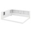 Queen Size Wooden Daybed With Integrated Storage Shelves, L-Shaped Corner Bed Equipped With USB And LED Lights-1387102733