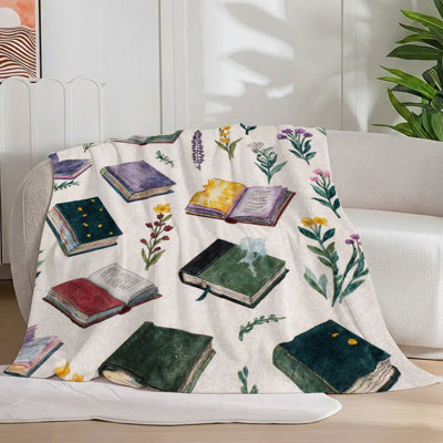 1pc livres aquarelles fantaisistes floral flanelle couverture douce thème botanique rétro pour canapé / lit / voyage 55 * 70