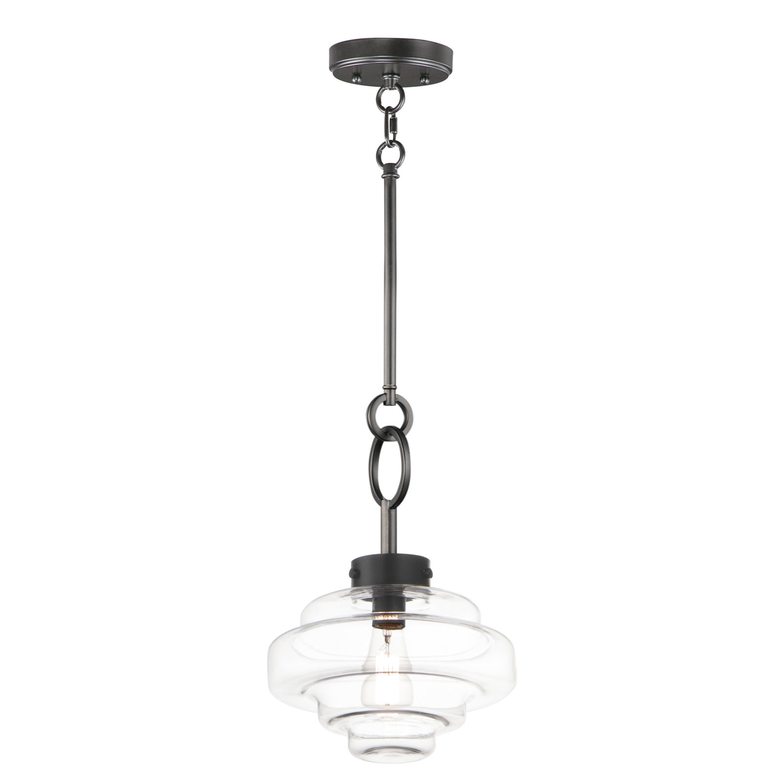 Bellas Single Light Glass Dimmable Pendant, Black