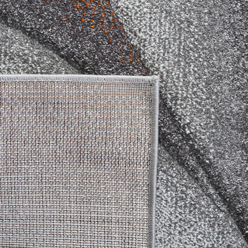 Toughkenamon Abstract Grey/Orange Area Rug, Rectangle 4' x 6'