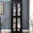Elegant Glass Display, Lighting, Movable Partition, Square Top, Six - Tier Design, Treasures Black Storage, Hinge, Lighting System, Wine,