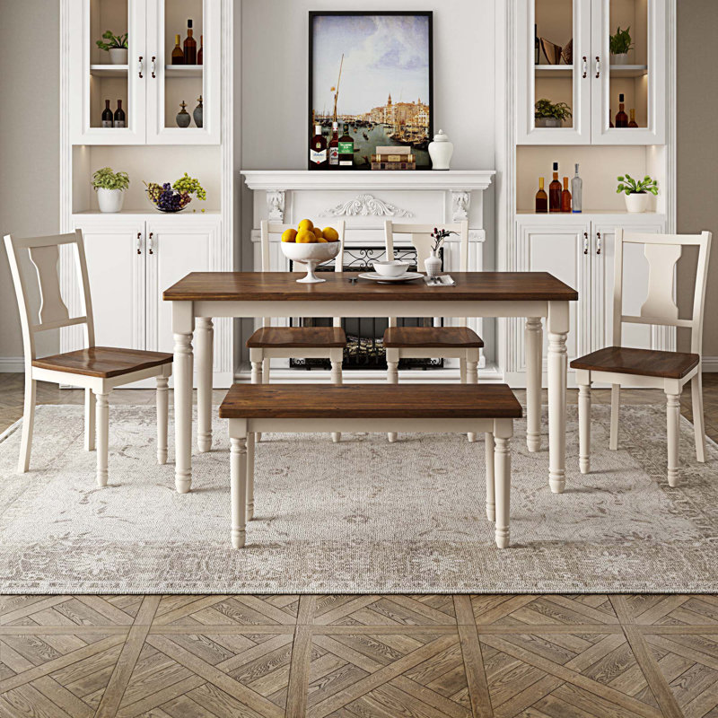 Ensemble repas pour 6 personnes Amaker, Brun, Blanc chalet, Brun / blanc