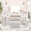 Bureau de coiffeuse en miroir avec tiroirs, ensemble de coiffeuse de chambre à coucher avec miroir et tabouret, coiffeuse rabattable pour chambre / salle de maquillage, bureau de travail pour femmes