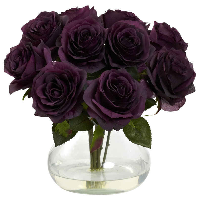 Centre de table Roses dans un vase, Mauve