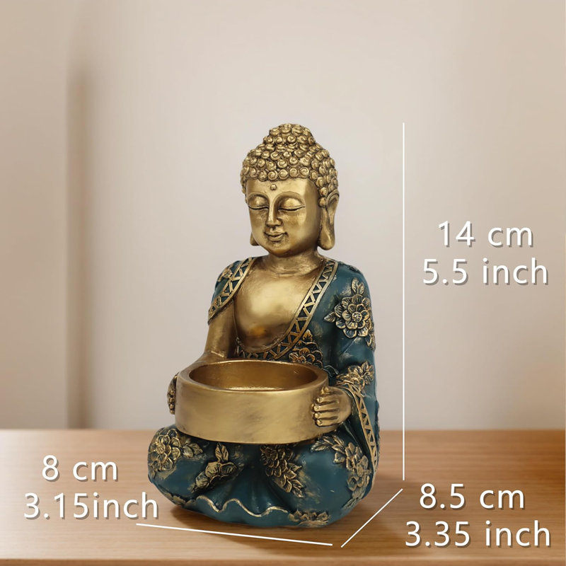 Hand-painted Gold Resin Buddha Candle Holder