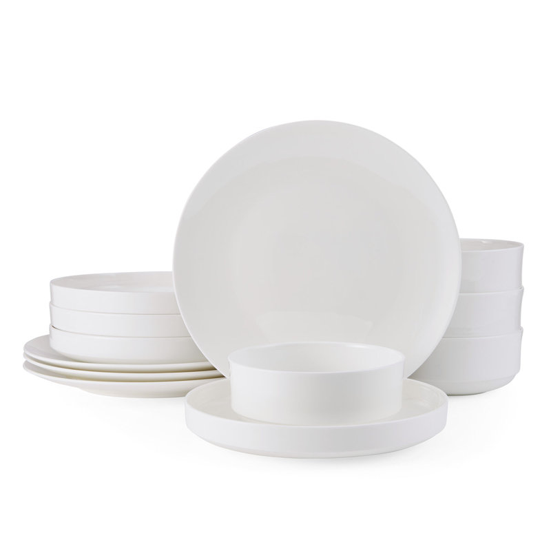 Service de table léger en porcelaine tendre et résistante aux ébréchures Mikasa Macie, 12 pièces, service pour 4