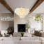Lustre ajustable à hauteur de coquillage en or 23,6 pouces